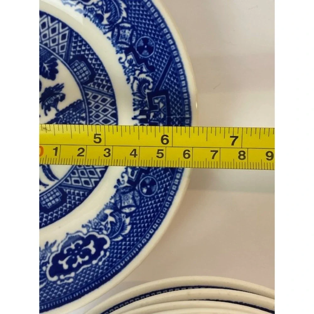 9 Willow Ware Blue Willow Saucers MIXED MAKERS Transferware Underglaze 6 Inch